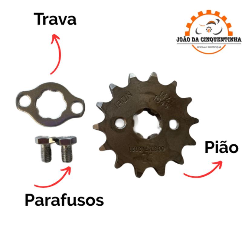 Pião Pinhão 14 Dentes + Trava Shineray Phoenix Gold 50cc Shineray